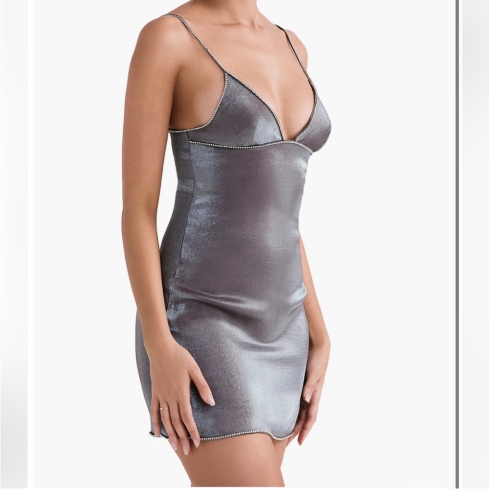House of CB Shimmering Silver Dress “Excellent Used Condition “#02 - Picture 3 of 7